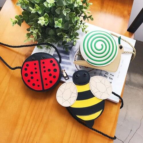 Cartoon Little Girls Messenger Bags Ladybug Mini Shoulder Bag Crossbody Kids Children PU Leather Purse Pouch Handbags