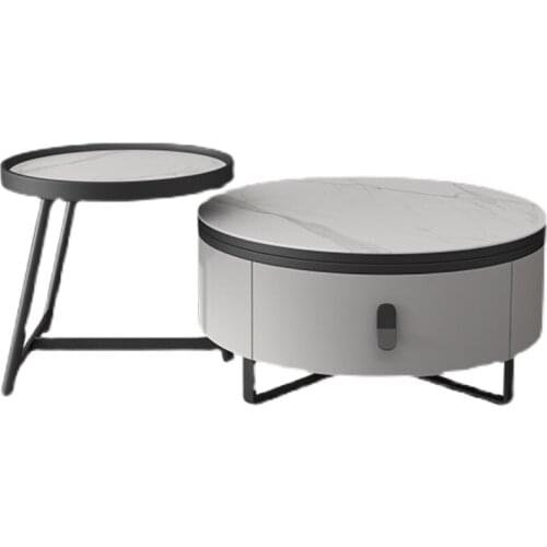 TT Modern Minimalist Designer Stone Plate round Tea Table Size Combination Personality Creative Rotational Storage