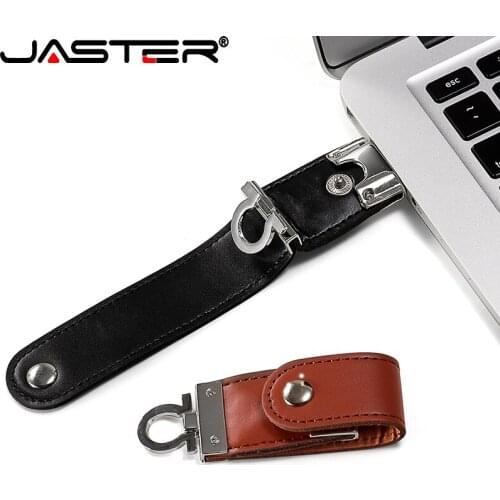JASTER USB 2.0 fashion leather USB flash drive fur key chains pendrive 16GB 32GB commercial memory stick 4GB 64GB creative gift