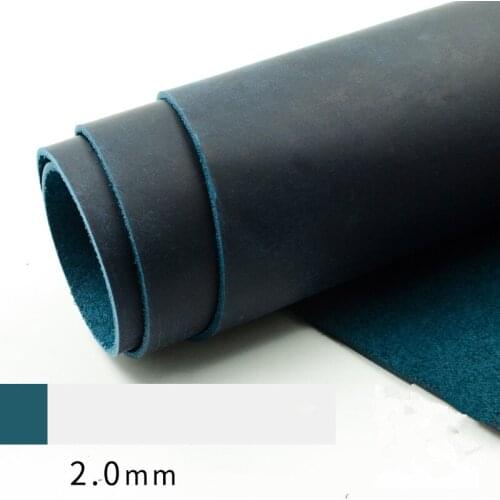 The first layer of cowhide crazy horse leather 2.0mm vegetable tanned oil waxy leather retro blue diy