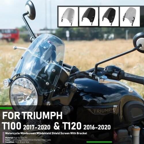 Motorcycle Windscreen Windshield Fly Screen Shield Wind Deflector For Triumph T100 T120 2016-2020 2017 2018 2019 Accessories