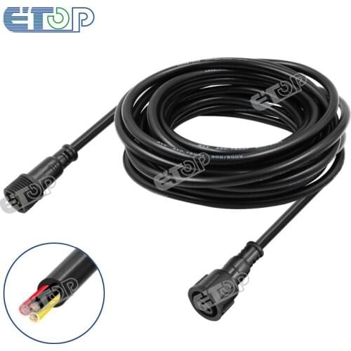 BLACK 6m 3 core waterproof extension cable,one end with male,the other end with female,male connectors:13.5mm/18.5mm