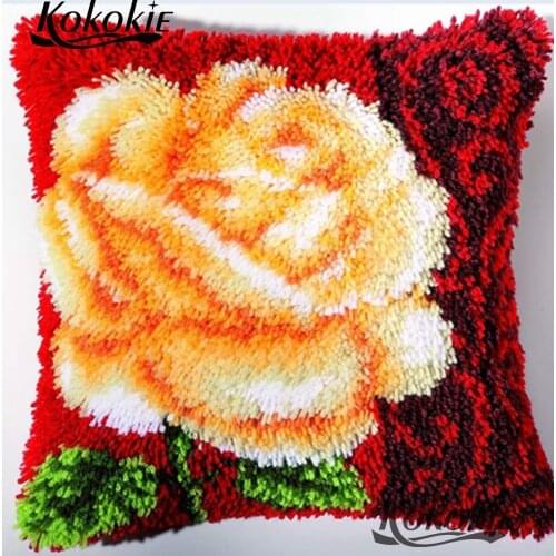 Embroidery thread latch hook rug kits flower pattern Patchwork Pillowcase Cross-stitch Needlework diy 3d cushion blanket