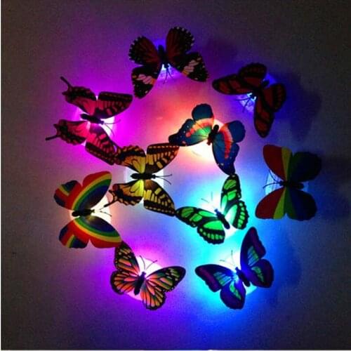High Quality Lovely Glowing Butterfly Night Lamp Led Bottom Sticker Night Light for Children Interior Lighting Decoration