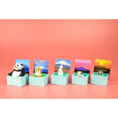 Japan Genuine gashapon capsule toys cute animals Leisure shiba inu panda calico cat raccoon dog Awa Onsen take a bath figures