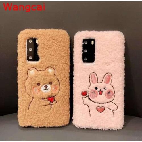 For Samsung Galaxy A70 A50 A50S A30S A40 A30 A20 A10 M10 A20S A10S M01S A20E A10E J6 2018 Cute Rabbit Bear Plush Protection Case