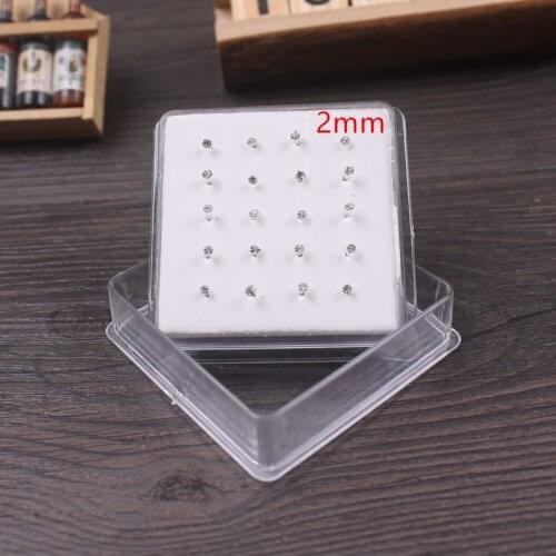 925 Sterling silver Ear Stud 2mm clear Gem Crystal nose stud nose piercing jewelry 40pcs/set multicolor