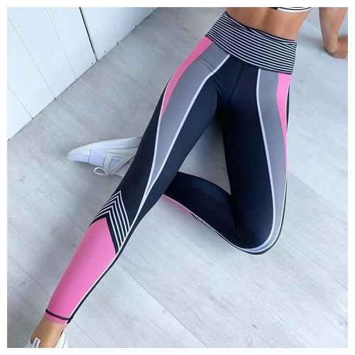 Women Sports Fitness Leggings Patchwork High Waist Seamless Leggings Push Up Running Yoga Pants Skinny Workout Long Trousers
