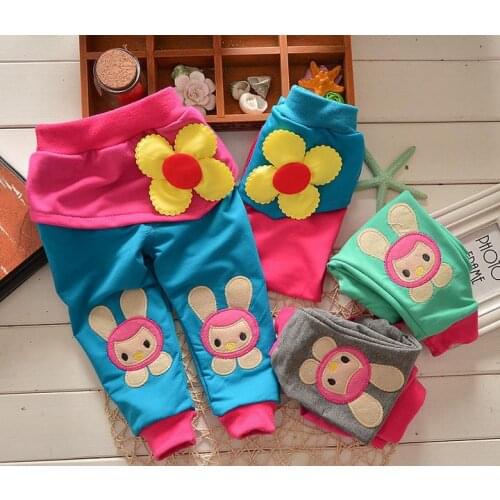 1piece /lot) 100% cotton 2016 bear flower baby girl Leggings