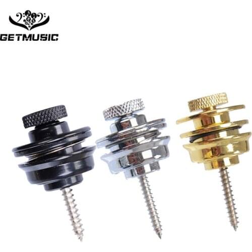 10PCS/LOT Flat Head Guitar Strap Lock For Electric Guitar Bass Black Golden Chrome