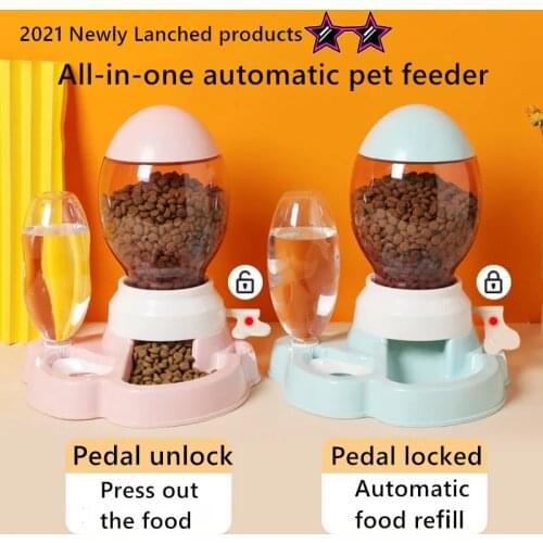 2021NEW! 2.2L Pet Dog Cat Automatic Feeder Bowl Dogs Drinking Water 528ml Bottle Kitten Bowls Slow Food Feeding Container