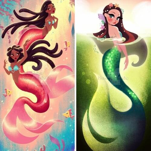 Disney Diamond Painting Full Square Round Mermaid Cartoon Princess Animal 5D DIY Gift Embroidery Cross Stitch Mosaic Home Decor