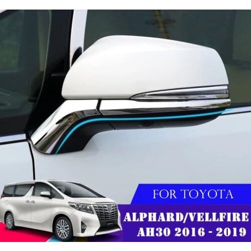 Auto Accessory For Toyota Alphard / Vellfire AH30 2016 - 2019 ABS Side Door Rearview Mirror Strip Cover Trim Bright Silver