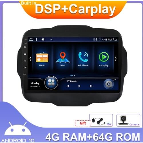 9" Carplay DSP Car Multimedia Player Double 2 Din Car Auto Radio Stereo GPS Navi For Jeep Renegade 16-19 WIFI BT RDS DAB 4G+64G