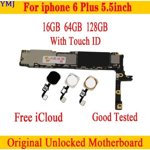 Free iCloud for iphone 6 Plus Motherboard With/Without NO Touch ID Original for iphone 6 Plus Mainboard Full unlocked 16gb 64gb