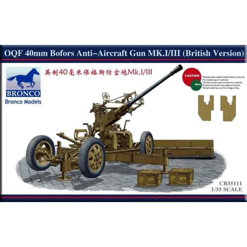 BRONCO CB35111 1/35 OQF 40mm Bofors Anti Aircraft Gun Mk.I/III (British Version) - Scale Model Kit