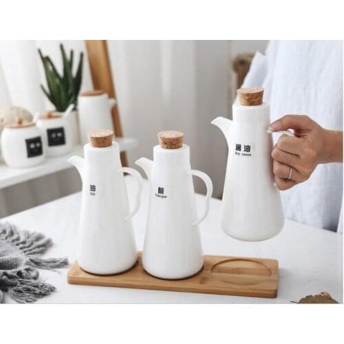 Oil Pourer Bottle Ceramic Dispenser Glass Olive Oil Bottle Pot Leak Proof Sauce Vinegar Bottle Gravy Boat Sauce Bottle