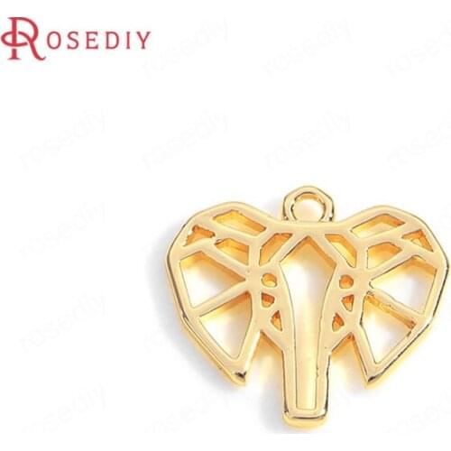 C840)10 pieces 14x12.5mm 24K Gold Color Brass Elephant Charms Pendants High Quality Diy Jewelry Findings Accessories