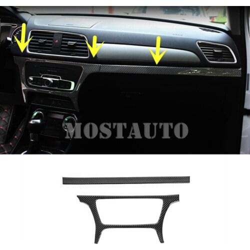 For Audi Q3 8U Carbon Fiber Center Console Panel Moulding Trim Cover 2012-2017 2pcs Car Accessories Interior Car Decor Car Trim