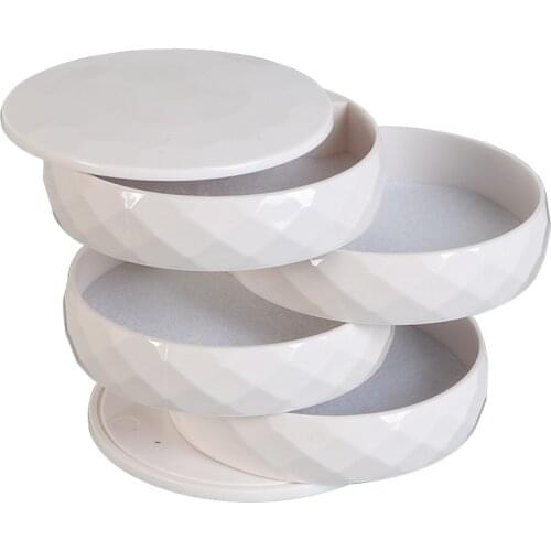 4 Layer 360 Degree Rotating Wooden Jewelry Box Jewelry Rope Accessory Organizer Necklaces Bracelets Rings Earrings Holder