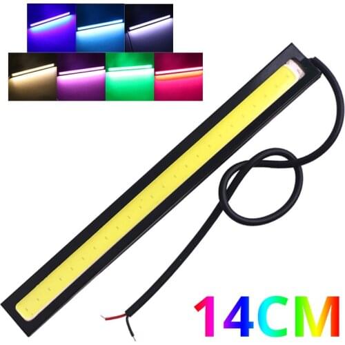 14CM Car COB DRL Daytime Running Strip Light Bulb Car Motorcycle Styling Ultra Bright DRL COB Driving Fog Lamp Red Blue Yellow