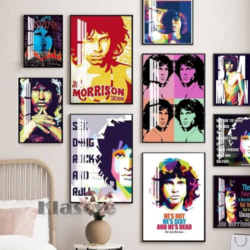 Jim Morrison Vintage Popular Music Singer Star Pop Art Portrait Poster Bar Pub Club Canvas Painting Wall Picture Home Decor Gift