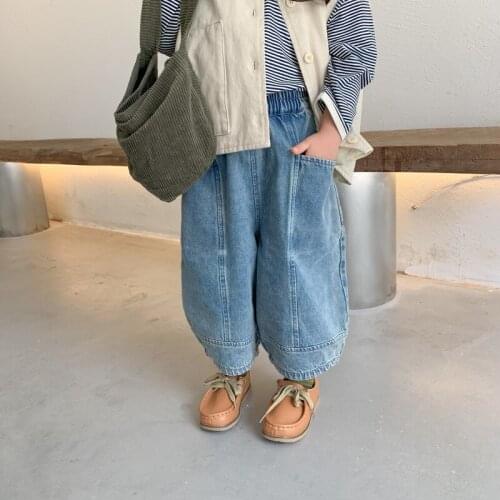 Autumn Boys and girls oversized denim pants Children super big style wide leg jeans 1-6Y