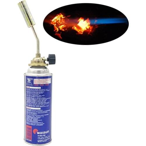 Gas Torch Flame Gun Blowtorch Copper Flame Butane Lighter Heating Welding For Outdoor Camping BBQ With Long Gas Tank