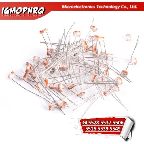 20PCS LDR Photo Light Sensitive Resistor Photoelectric Photoresistor 5528 GL5528 5537 5506 5516 5539 5549 For Arduino