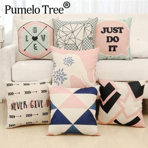 Geometric Feacher Polyester 45*45cm Cushion Cover pink Office Decor Handmade Decorative Fashion Pillow Case For Sofa Car