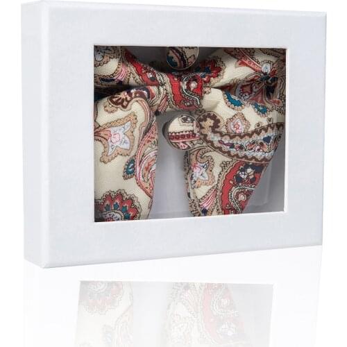 Ikepeibao Mens Pre-Tied Oversized Bow Tie Tuxedo Cotton Bowtie Cufflinks Hankie Combo Sets Gift Box