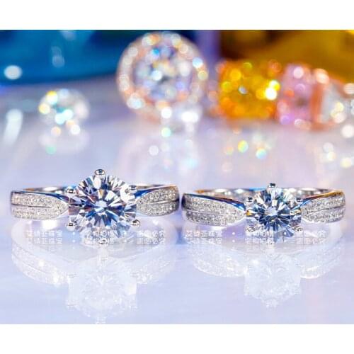 10K Au417 White Gold Women Wedding Party Engagement Ring 1 2 3 4 5 Carat Round Moissanite Diamond Ring Trendy Cute Classic