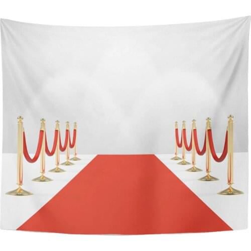 Red Carpet with Ropes on Golden Stanchions Exclusive Event Movie Premiere Gala Ceremony Awards Blank Home Decor Tapestry Wall
