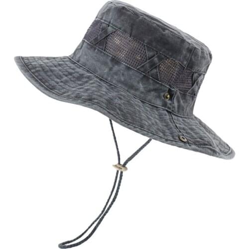 Summer Womens Panama Beach Hats Mens Bucket Hat Breathable Mesh Fishing Caps Foldable Washed Cotton Men Flat Cap Climbing Hats