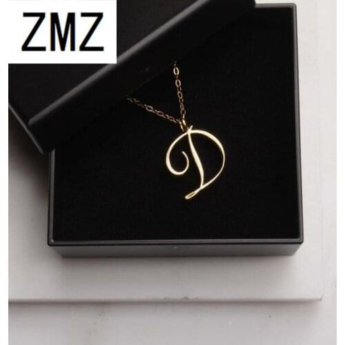 ZMZ 50pcs/lot 2019 Europe/US fashion English letter pendant lovely letter D text necklace gift for mom/girlfriend party jewelry