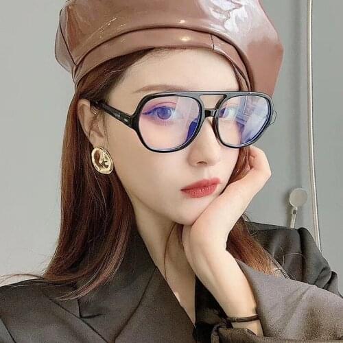 Fashion Oversized Plastic Frame Round Anti-blue Light Glasses Frames Women Retro Brand Designer Luxury Transparent Goggle
