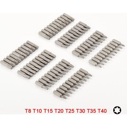 10pcs Torx Bit Set 1/4 Inch Hex Shank 25mm Electric Screwdriver Bits Home Repair Tool T8-T40 Star Bits For Power Tools