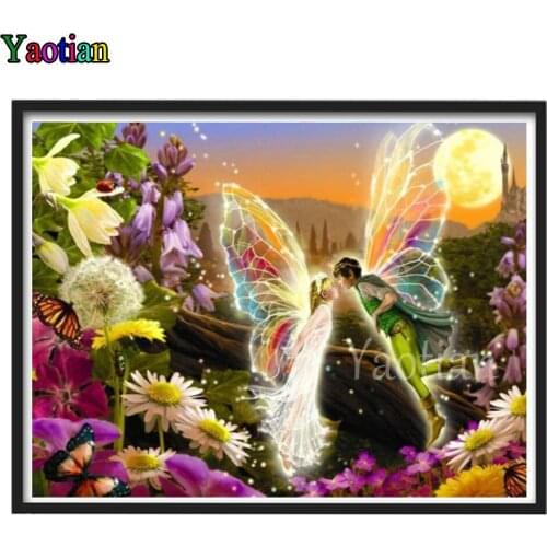 Full Square Round Drill 5D Diy Diamond Painting Butterfly Angel Couple Diamond Embroidery Cross Stitch Diamond Mosaic Rhinestone