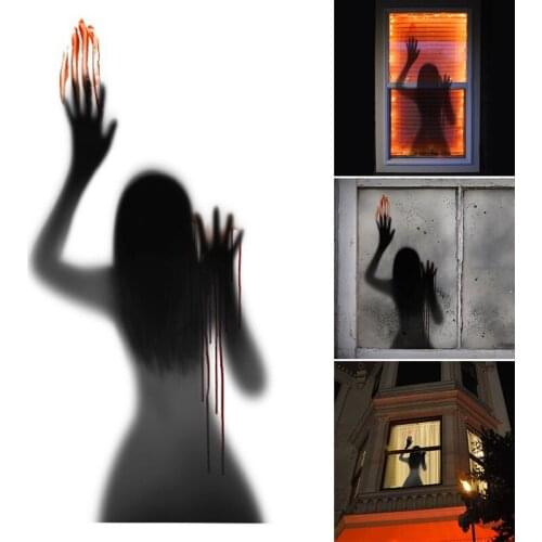 Halloween Ghost Window Decal Horrible Female Ghost Removable Glass Window Wall Stickers Party Festive Atmosphere hogar