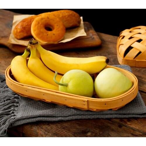 Nordic Cedar Woven Wire Basket Egg Basket Gourmet Food Props Fruit Basket
