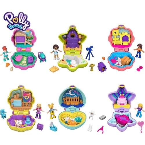 Original Polly Pocket World Mini Treasure Doll House Accessories Girls toys Dolls Christmas Gifts Genuine Brand Juguetes