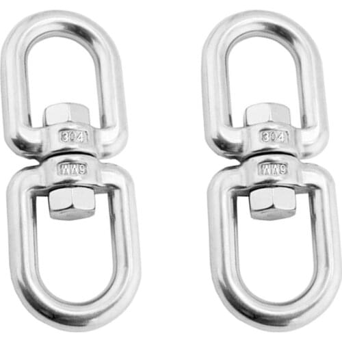 Pair 6mm Hike Climing Accessory Stainless Steel Rotation Quick Hook Buckles