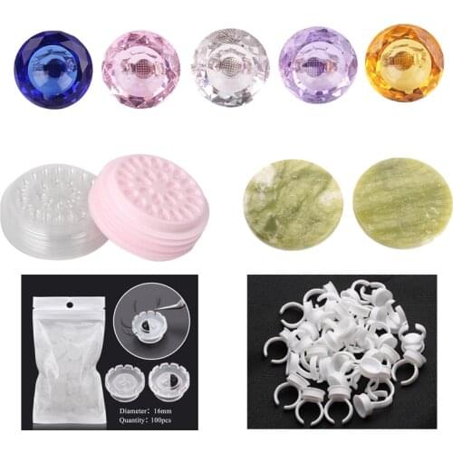 NEWCOME Eyelash Glue Stand Glue Ring Individual Eyelash Measure Pads Adhesive glue Stand Holder Lashes Accessories
