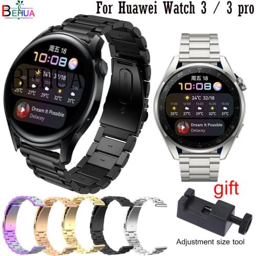 Stainless Steel Watchband For Huawei Watch 3 pro Watchband Replacement Metal Wristband Bracelet For Huawei Watch GT2 46mm Strap