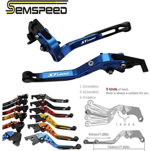 SEMSPEED ST1300 logo Motorcycle CNC Foldable Extendable Brake Clutch Levers For Honda ST1300/ST1300A 2003 2004 2005 2006 2007