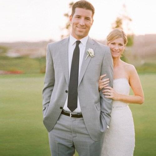 Gray Men Suits for Wedding Slim Fit Groom Tuxedos 2 Pieces (Jacket+Pants) Bridegroom Suits Best Man Blazer Prom Costume Homme