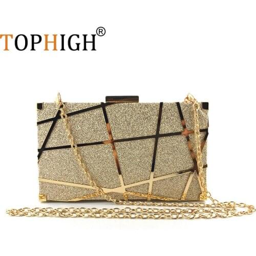 TOPHIGH Gold Metal Crystal Evening Clutch Bags For Women 2021 Luxury Wedding Party Purse Fashion Handbags Origanl Hot Selling
