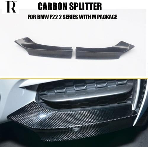 1Pair Carbon Fiber Front Bumper Side Splitter Apron for BMW F22 220i 228i M235i M240i with M Package 2014 - 2017