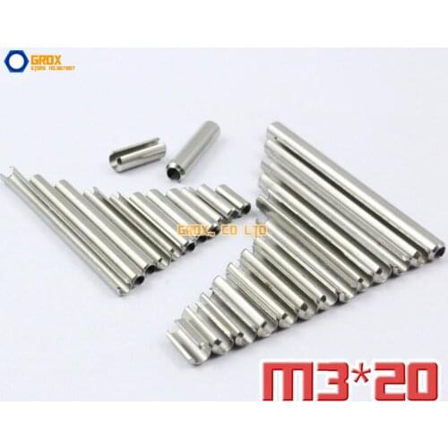 100 Pieces M3 x 20mm 304 Stainless Steel Slotted Spring Tension Pin Sellock Roll Pin