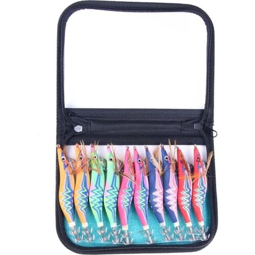 2.5/3.0/3.5# Hard Bait Luminous Squid Jig Sea Fishing Lure Octopus Shrimp Cuttlefish Squid Hook Rig 10 Pcs/Lot Fishing Tackle